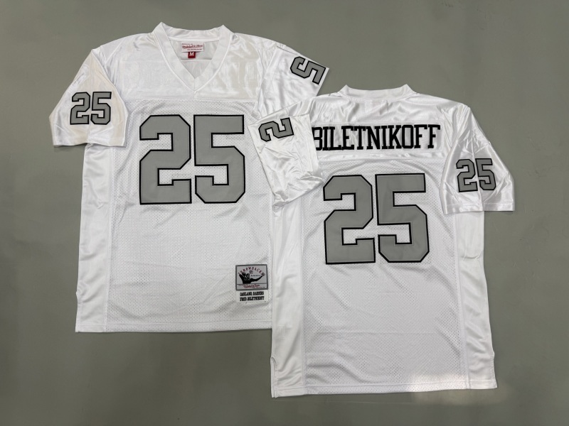 Men 2025 Nike Oakland Raiders 25 Biletnikoff white Throwback Limited NFL Jersey style 001